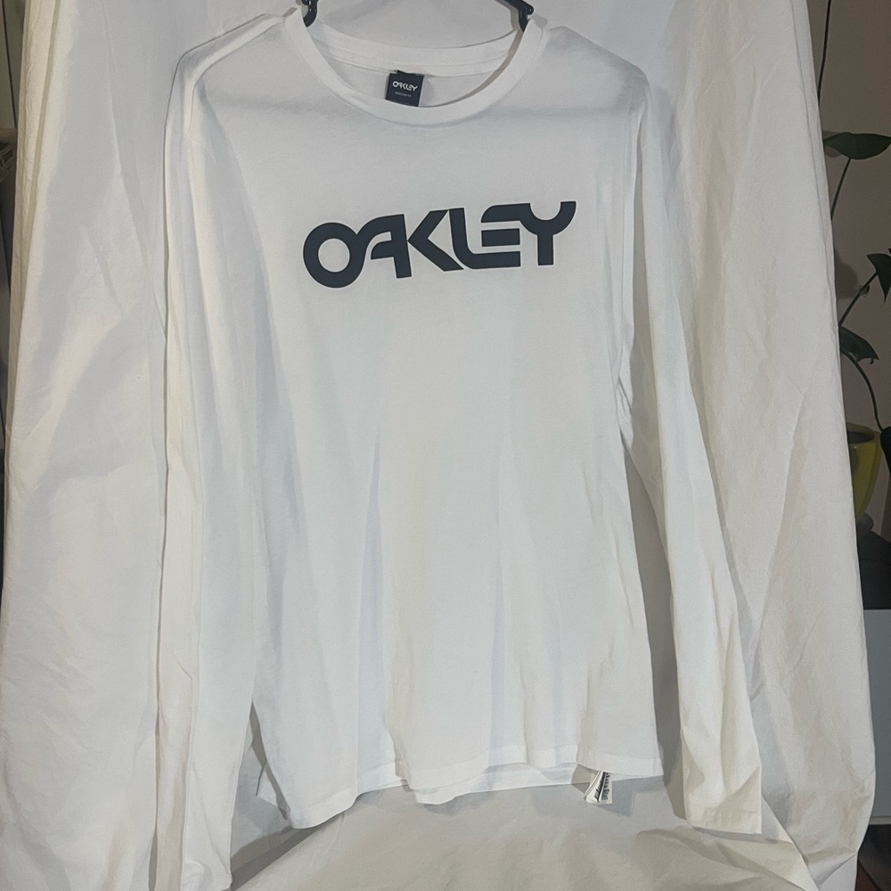 Oakley White Long Sleeve Tee with Black Logo